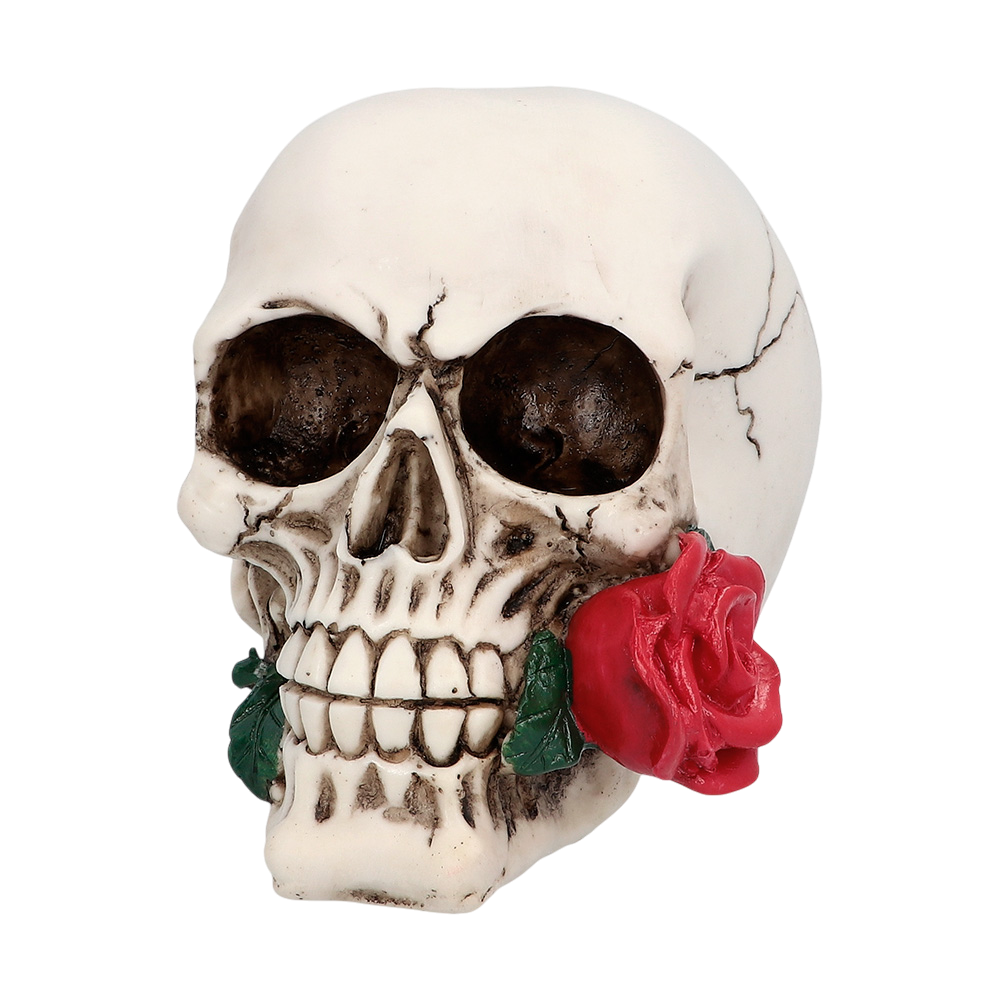 Teschio con fiore 10 x 10,5 x 13 cm – Decorazione di Halloween