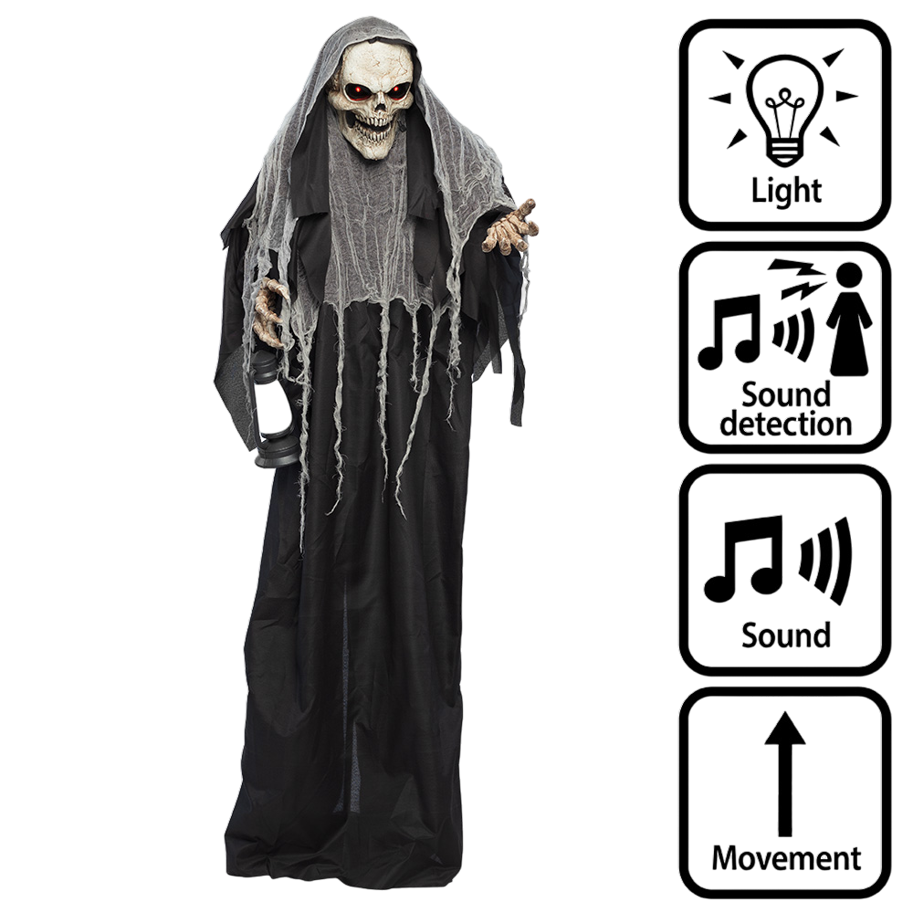 Bambola del Mietitore luccicante animata, 180 cm – Decorazione di Halloween