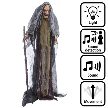 Strega con bastone, altezza 160 cm – Decorazione di Halloween