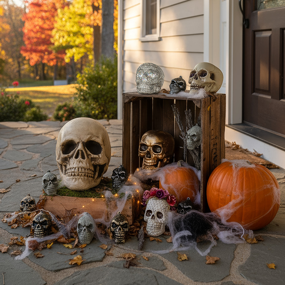 Teschio bianco con mascella mobile, 24 cm – Decorazione di Halloween