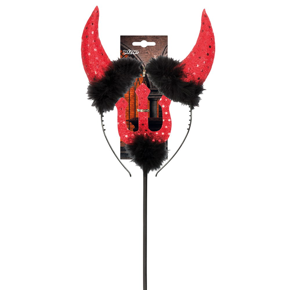 Kit diavolo con corna e tridente da 40 cm – Costume di Halloween