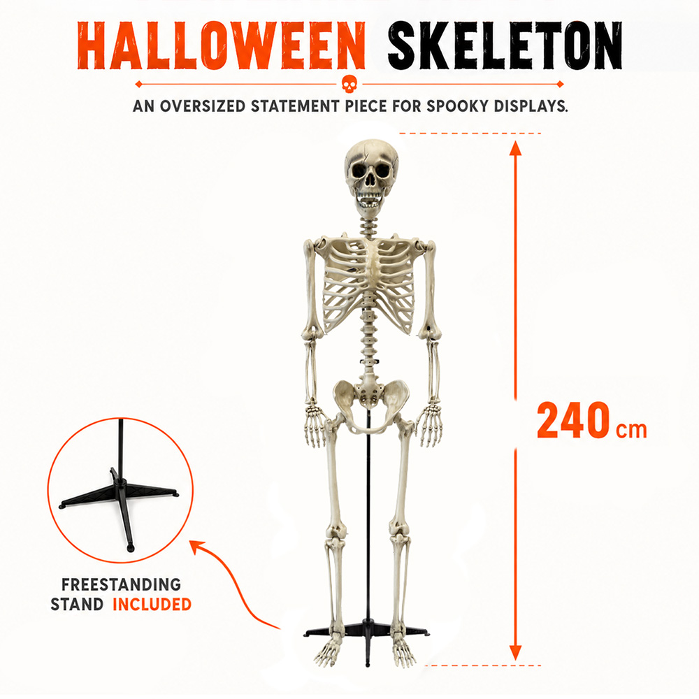 Scheletro gigante da 240 cm – Decorazione di Halloween