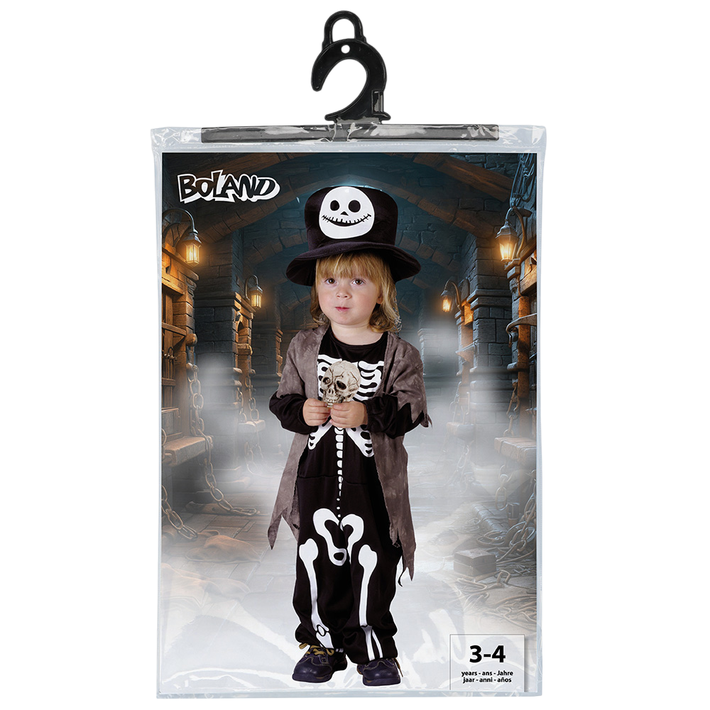 Costume da scheletro per bambino 3-4 anni – Halloween