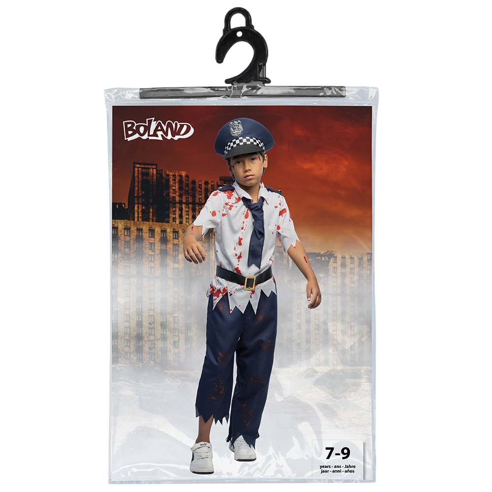 Costume da poliziotto zombie per bambini dai 7 ai 9 anni – Halloween