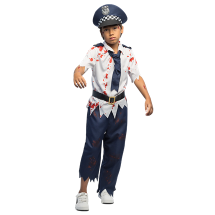 Costume da poliziotto zombie per bambini dai 7 ai 9 anni – Halloween