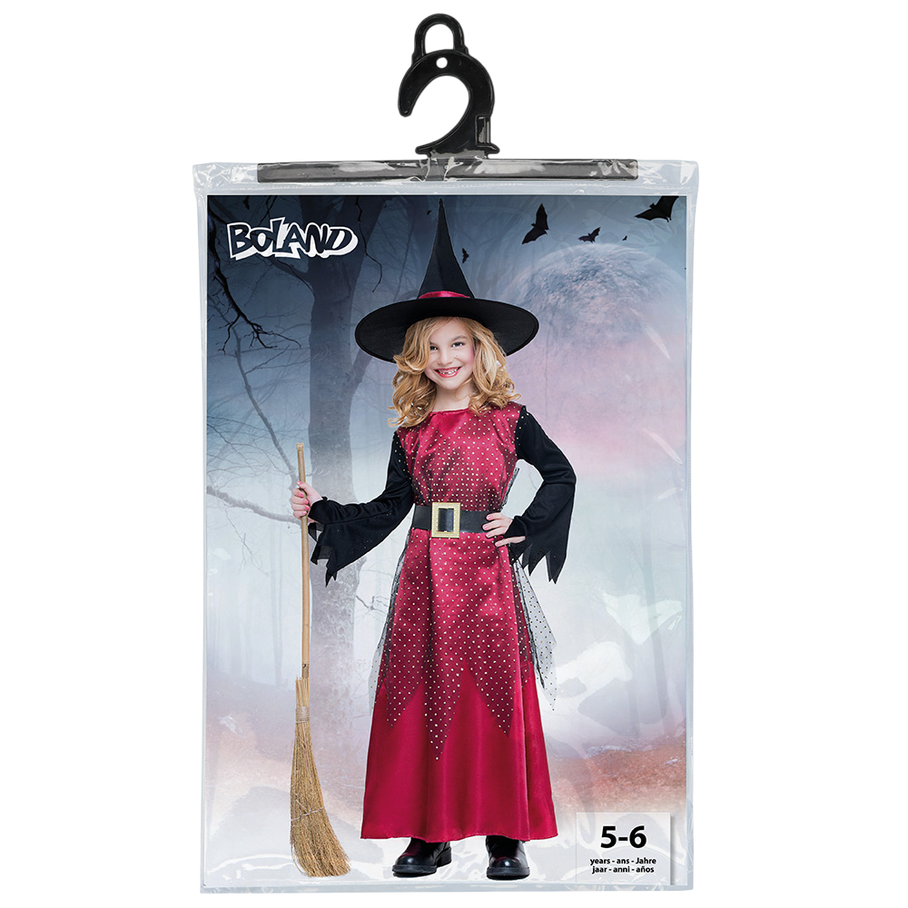 Costume da strega rossa per bambina 5-6 anni – Halloween
