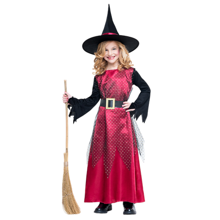Costume da strega rossa per bambina 7-9 anni – Halloween