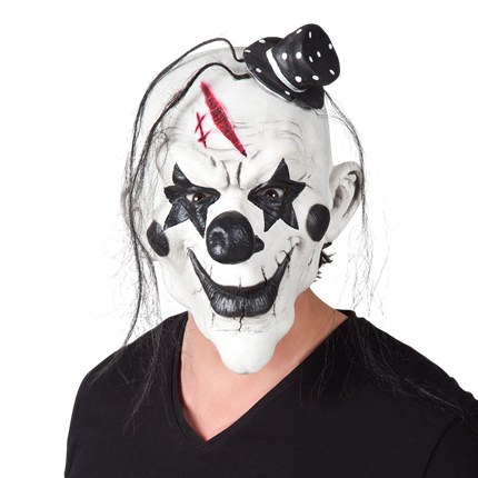 Maschera in lattice da clown psicopatico con capelli – Halloween