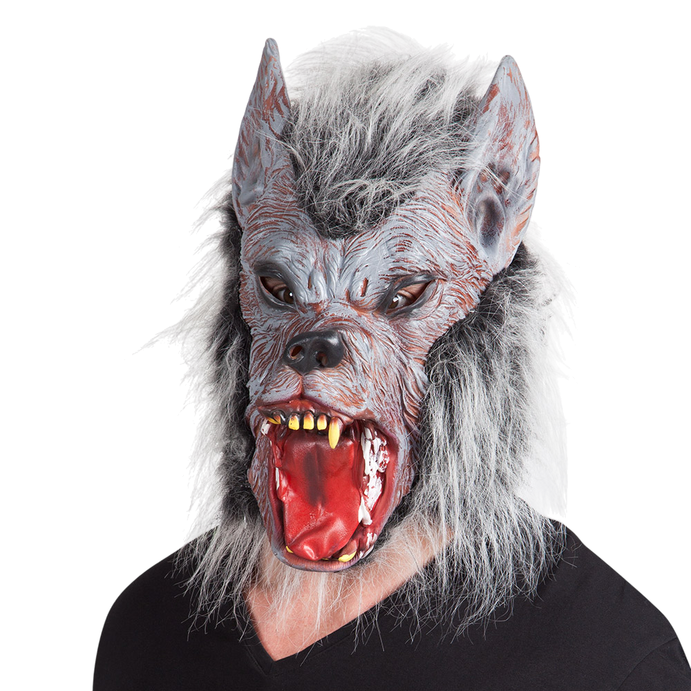 Maschera in lattice da lupo mannaro con capelli – Halloween