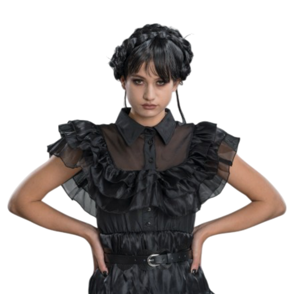 Abito da ballo nero “Mercoledì Addams”, 2 pezzi, taglia S – Costume da donna