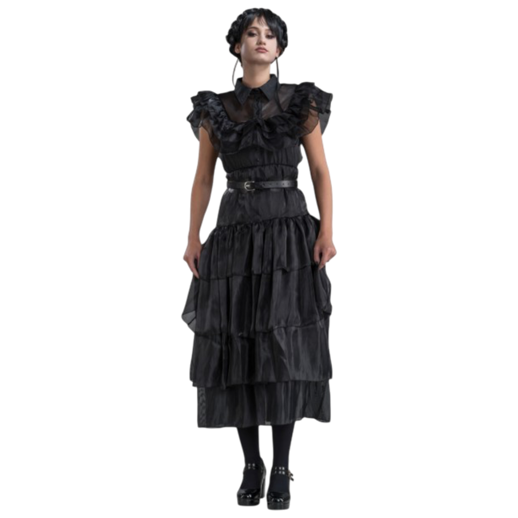 Abito da ballo nero “Mercoledì Addams”, 2 pezzi, taglia M – Costume da donna