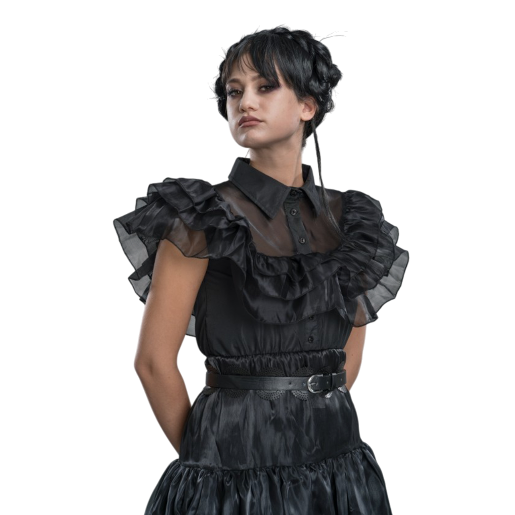 Abito da ballo nero “Mercoledì Addams”, 2 pezzi, taglia M – Costume da donna
