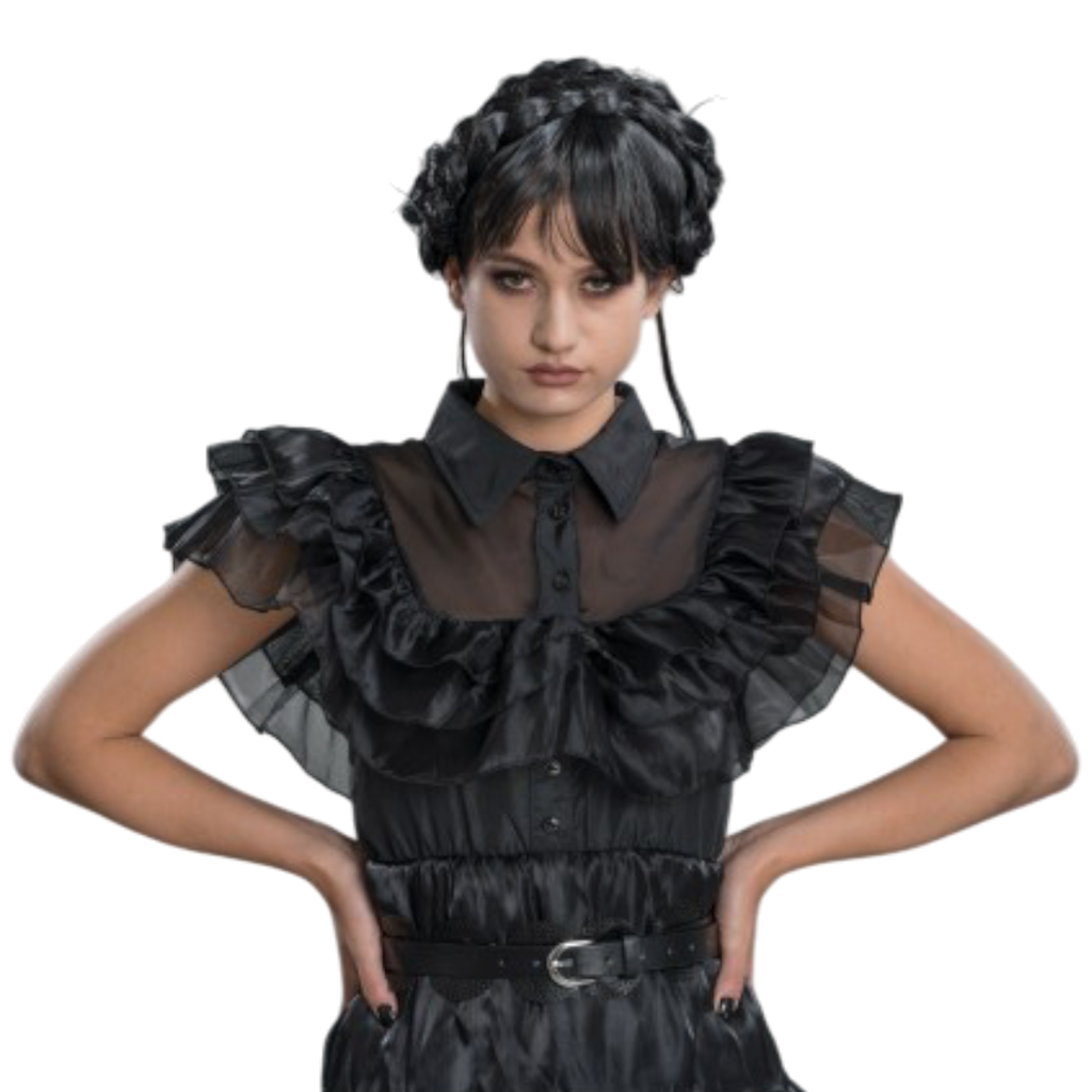 Abito da ballo nero “Mercoledì Addams”, 2 pezzi, taglia M – Costume da donna