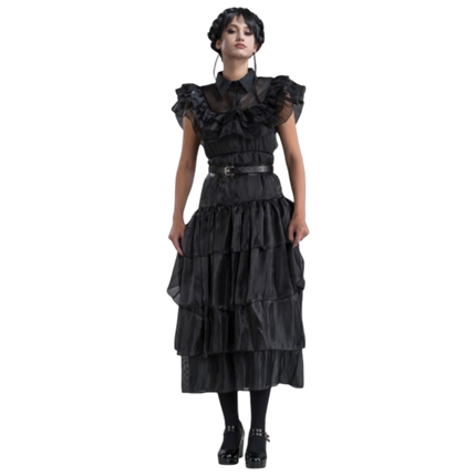 Abito da ballo nero “Mercoledì Addams”, 2 pezzi, taglia M – Costume da donna