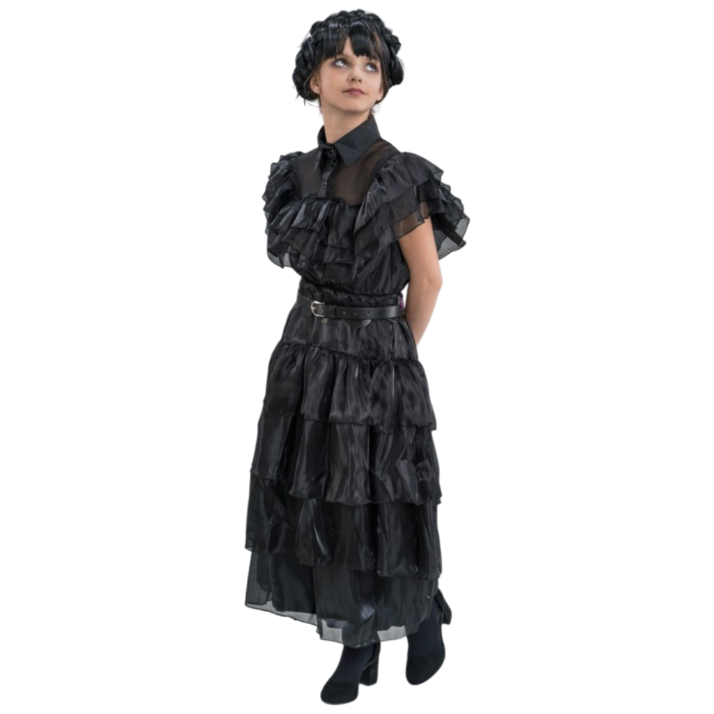 Abito da ballo nero “Mercoledì Addams” 140 cm – Costume per bambini