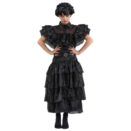 Abito da ballo nero “Mercoledì Addams” 140 cm – Costume per bambini
