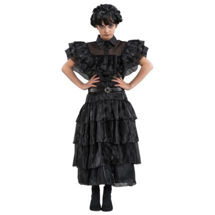 Abito da ballo nero di Mercoledì Addams, 152 cm – Costume per bambini