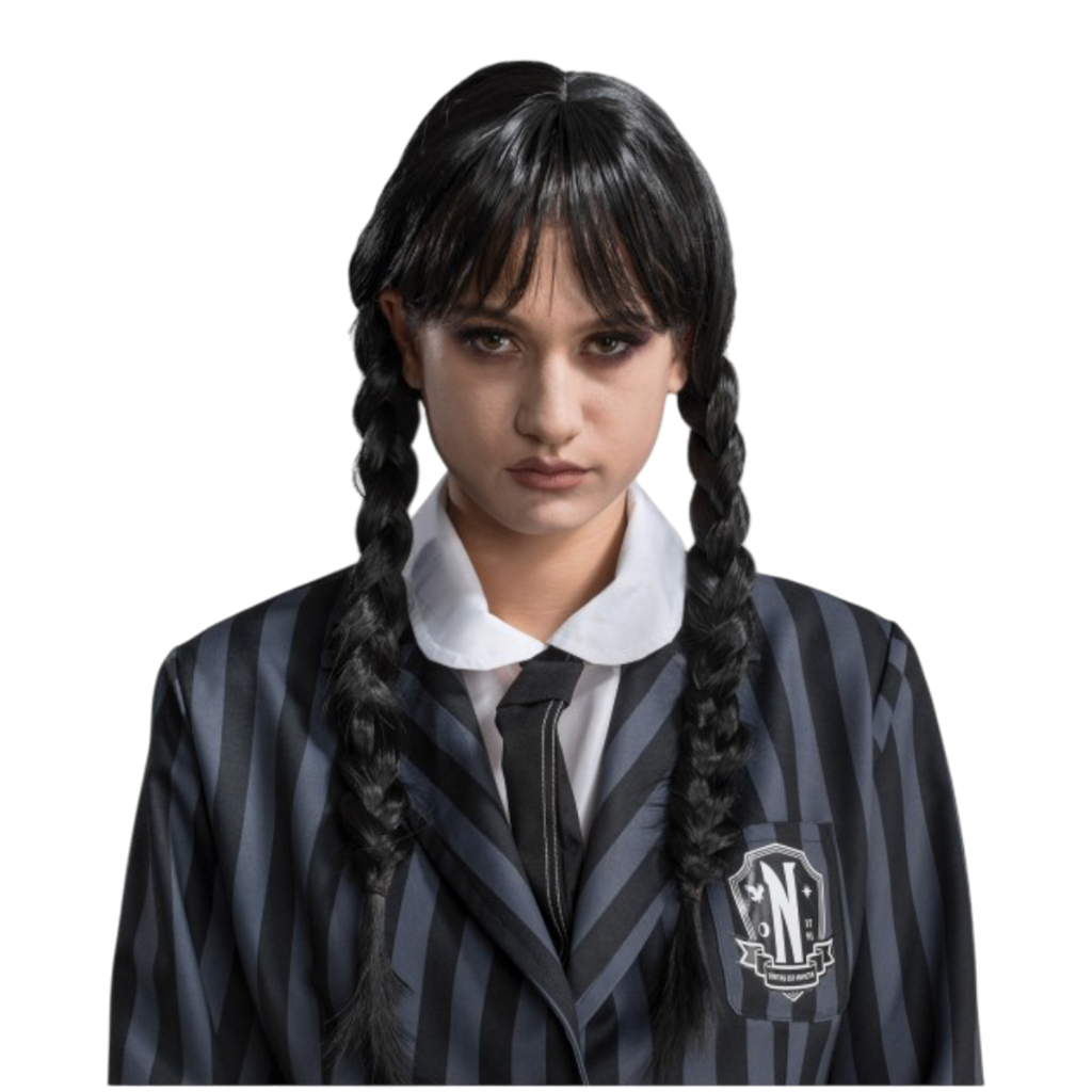 Parrucca di Mercoledì Addams per adulti – Costume di Halloween
