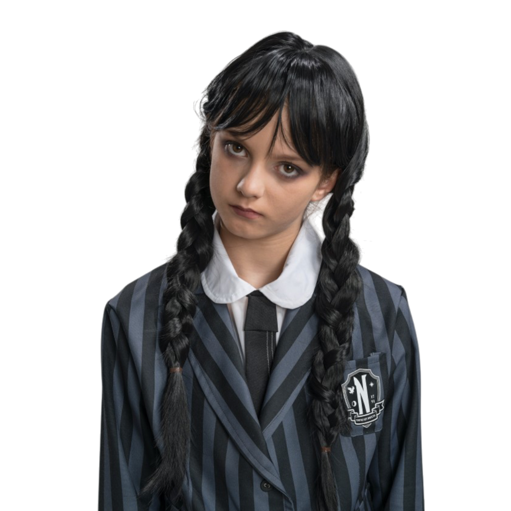 Parrucca di Mercoledì Addams per bambini – Costume di Halloween