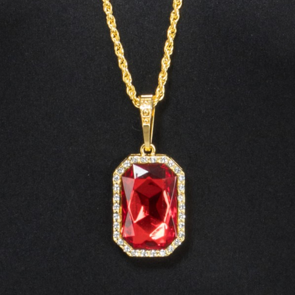 Collana “Vampiro” con ciondolo in rubino – Catena da 72 cm