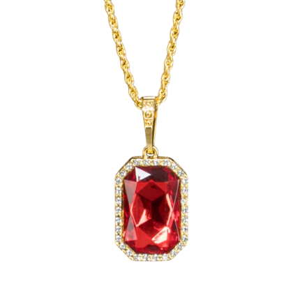 Collana “Vampiro” con ciondolo in rubino – Catena da 72 cm