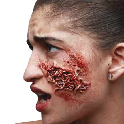 Ferita purulenta con vermi in lattice – Trucco per effetti speciali di Halloween