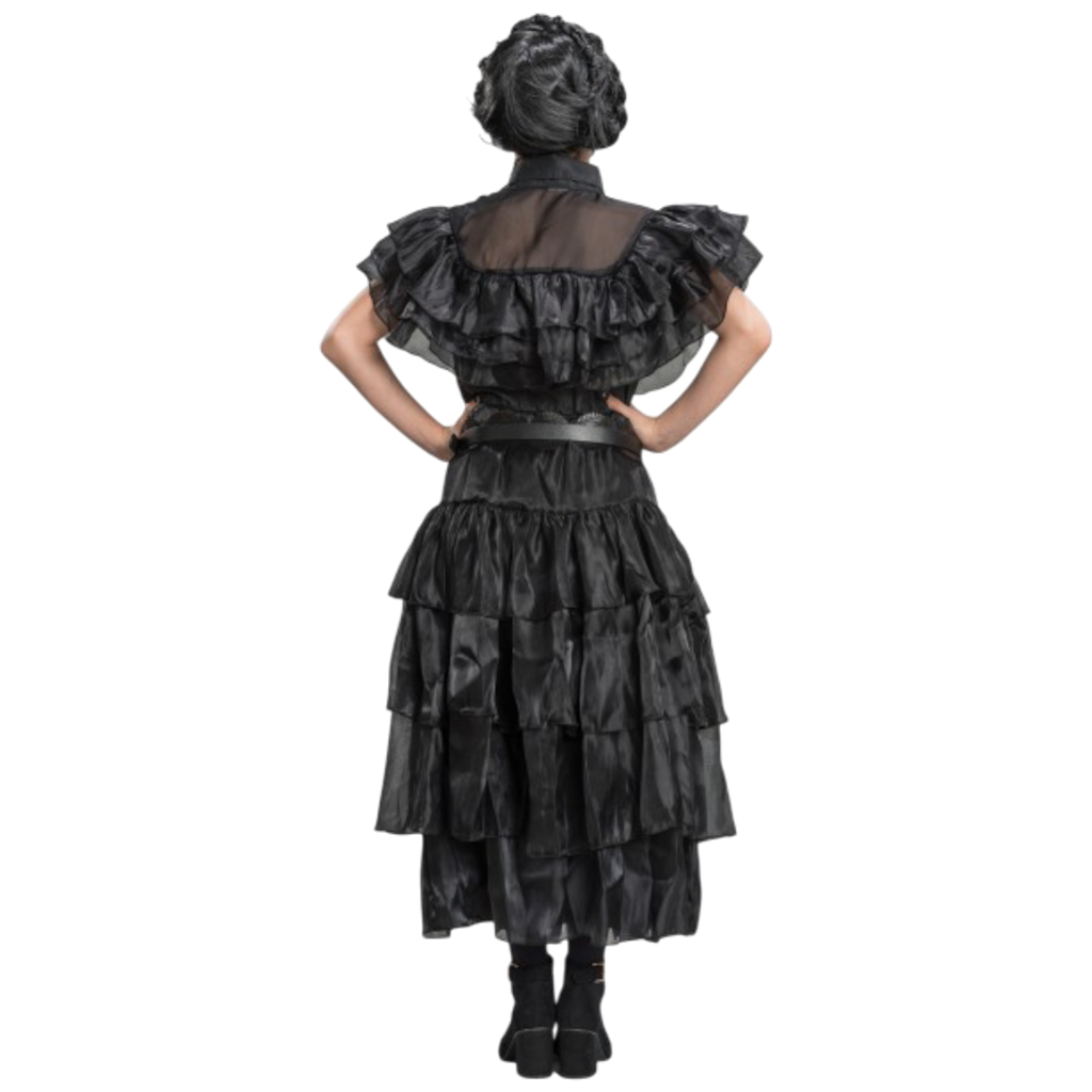 Abito da ballo nero “Mercoledì Addams” 128 cm – Costume per bambini