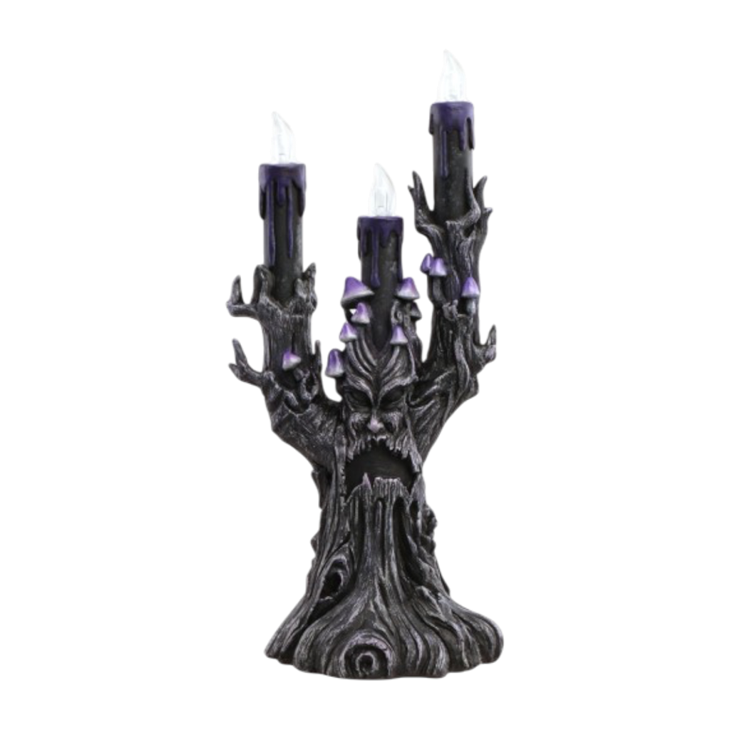 Candelabro “Albero maledetto” a LED viola, 30,5 cm – Decorazione di Halloween