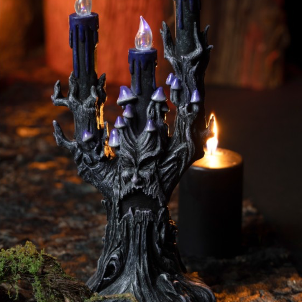 Candelabro “Albero maledetto” a LED viola, 30,5 cm – Decorazione di Halloween