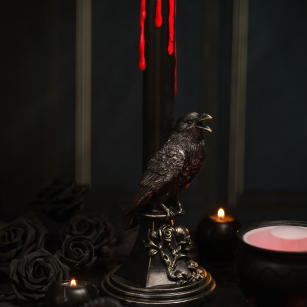 Candelabro “Corvo Nero” a LED, 45,5 cm – Decorazioni di Halloween
