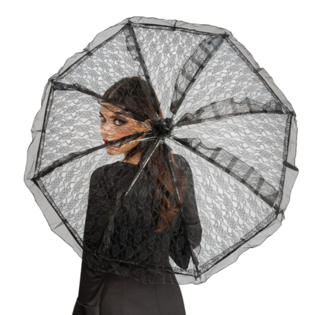 Ombrello nero in pizzo Ø 90 cm – Accessorio per travestimenti