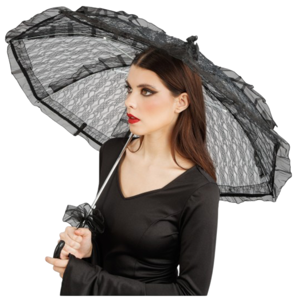 Ombrello nero in pizzo Ø 90 cm – Accessorio per travestimenti