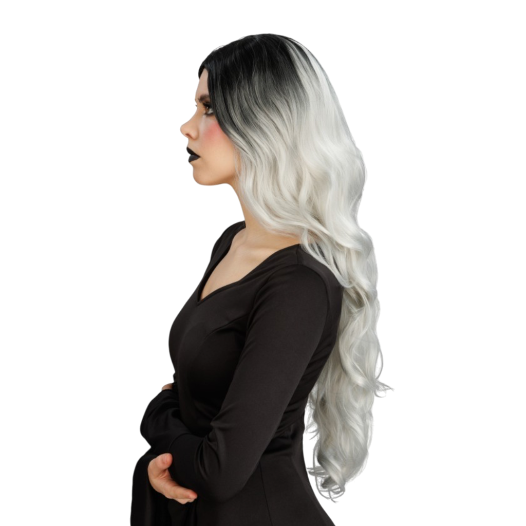 Parrucca da strega glamour grigia sfumata 65 cm – Halloween