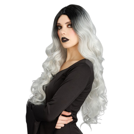 Parrucca da strega glamour grigia sfumata 65 cm – Halloween