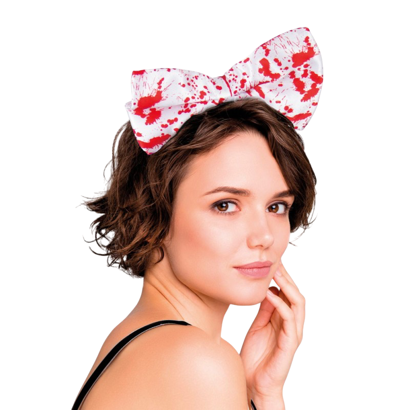 Fascia per capelli con fiocco insanguinato – Accessorio di Halloween
