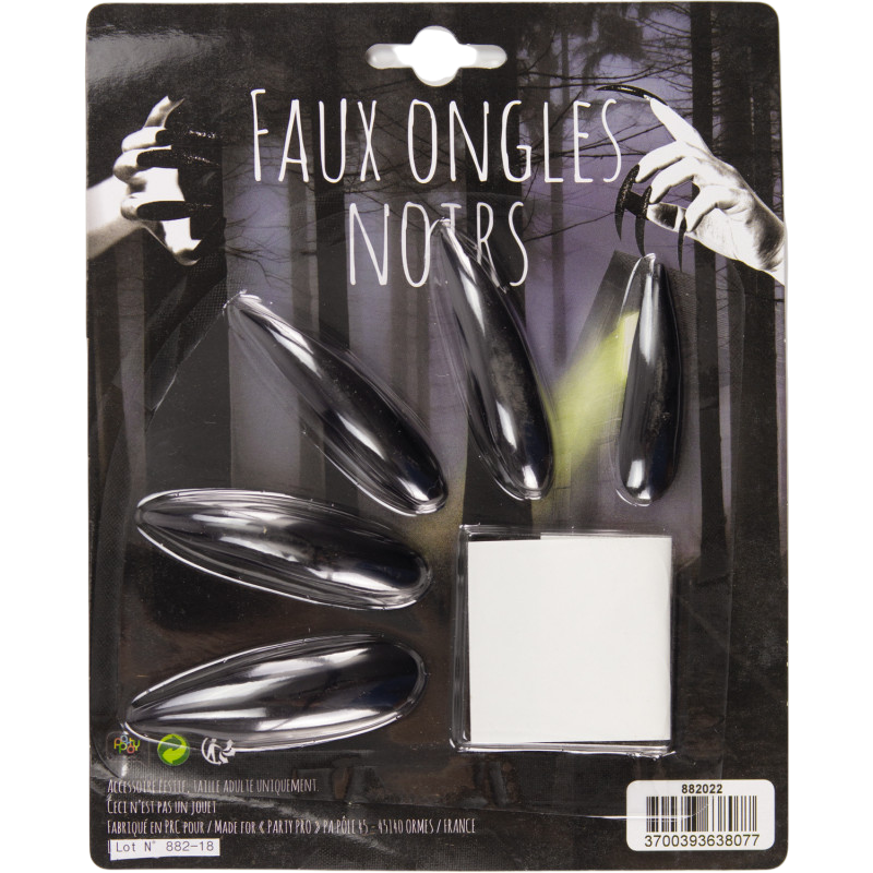 Set da 10 unghie finte nere – Accessorio di Halloween