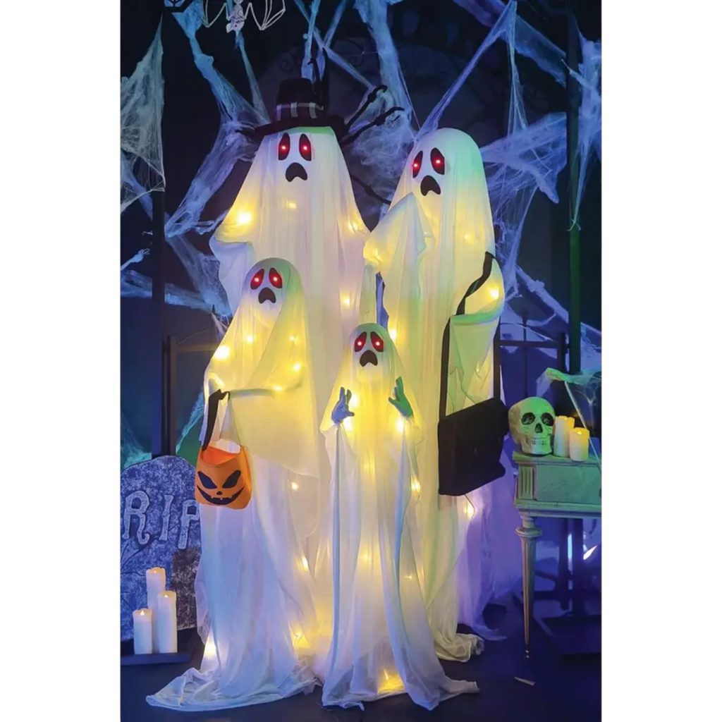 Set di 4 fantasmi luminosi e sonori da 160 cm – Decorazioni di Halloween