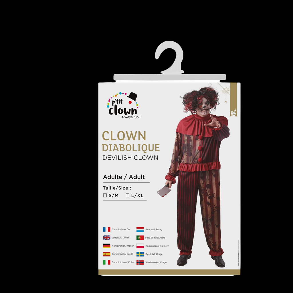 Costume da clown assassino diabolico da uomo L/XL – Halloween