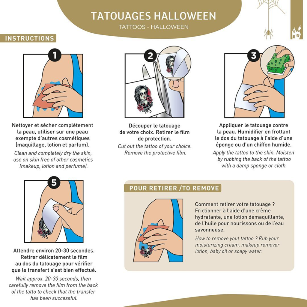 Tatuaggi temporanei di Halloween – Modello casuale