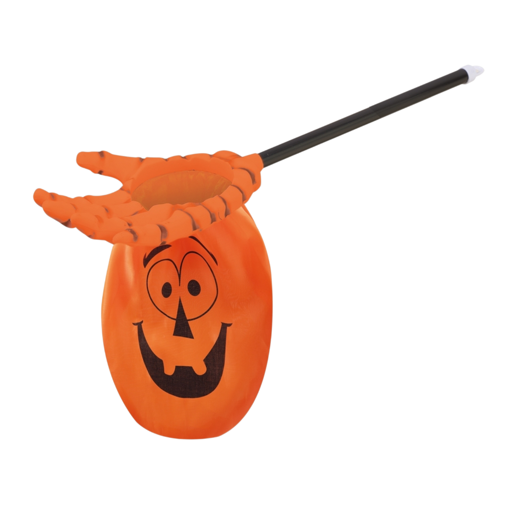 Borsa per caramelle a forma di zucca con mano scheletrica, 59 cm – Halloween