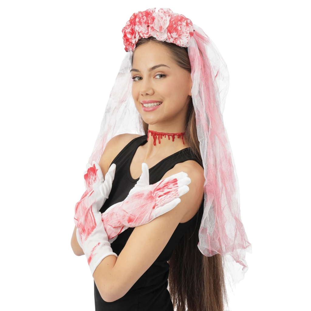 Kit “Sposa insanguinata” per adulti – Accessori per costumi di Halloween