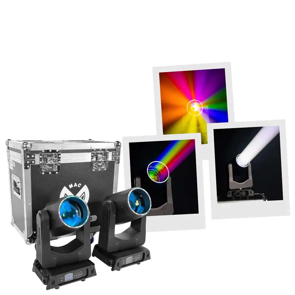 Confezione da 2 proiettori Beam LED da 200 W con flight case – Mac Mah