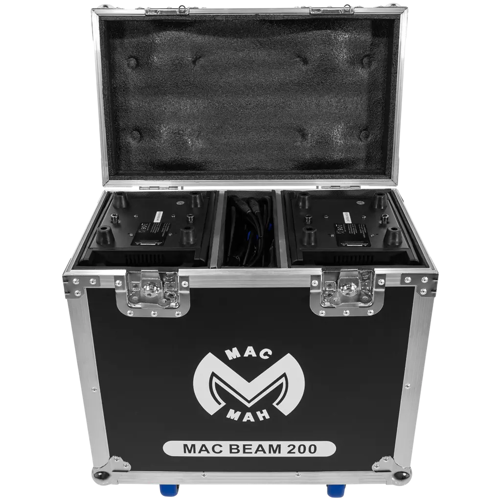 Confezione da 2 proiettori Beam LED da 200 W con flight case – Mac Mah
