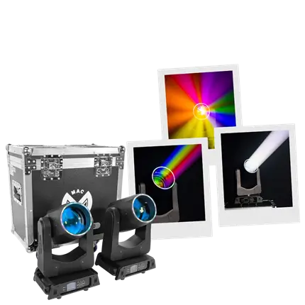 Confezione da 2 proiettori Beam LED da 200 W con flight case – Mac Mah