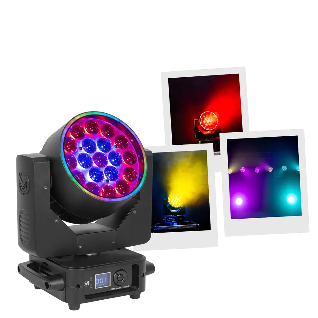 Lira Wash LED RGBW 19 × 15 W con zoom motorizzato – Mac Mah
