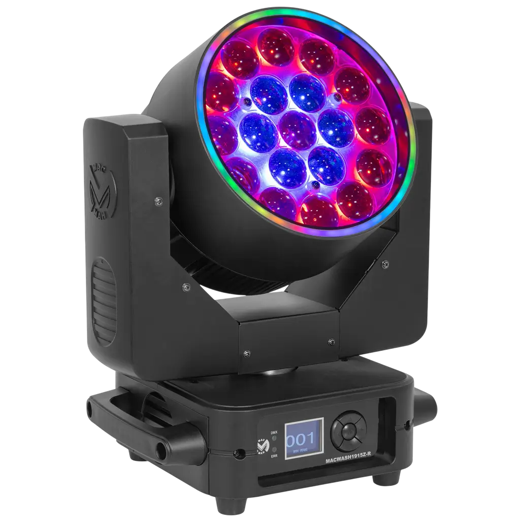 Lira Wash LED RGBW 19 × 15 W con zoom motorizzato – Mac Mah