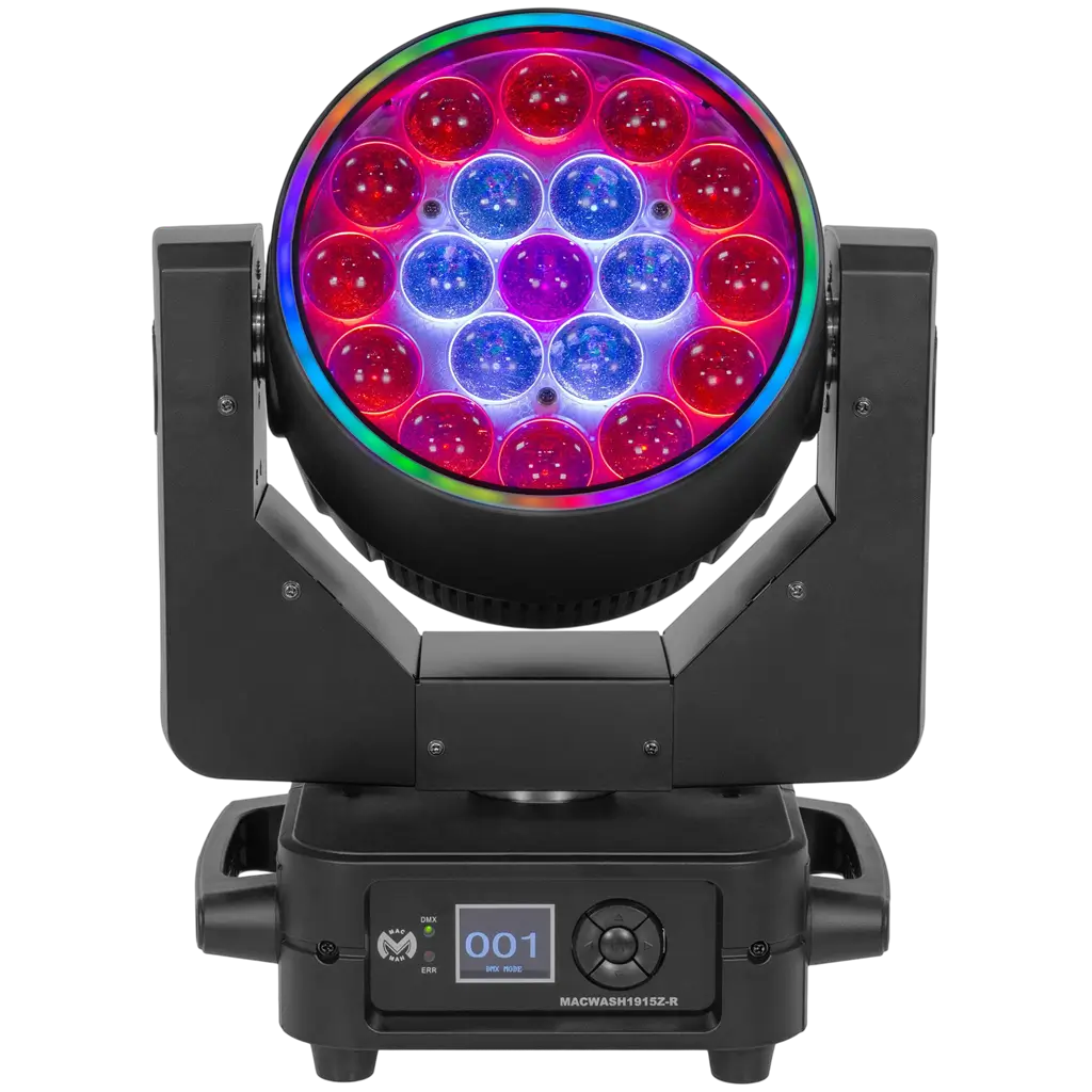 Lira Wash LED RGBW 19 × 15 W con zoom motorizzato – Mac Mah