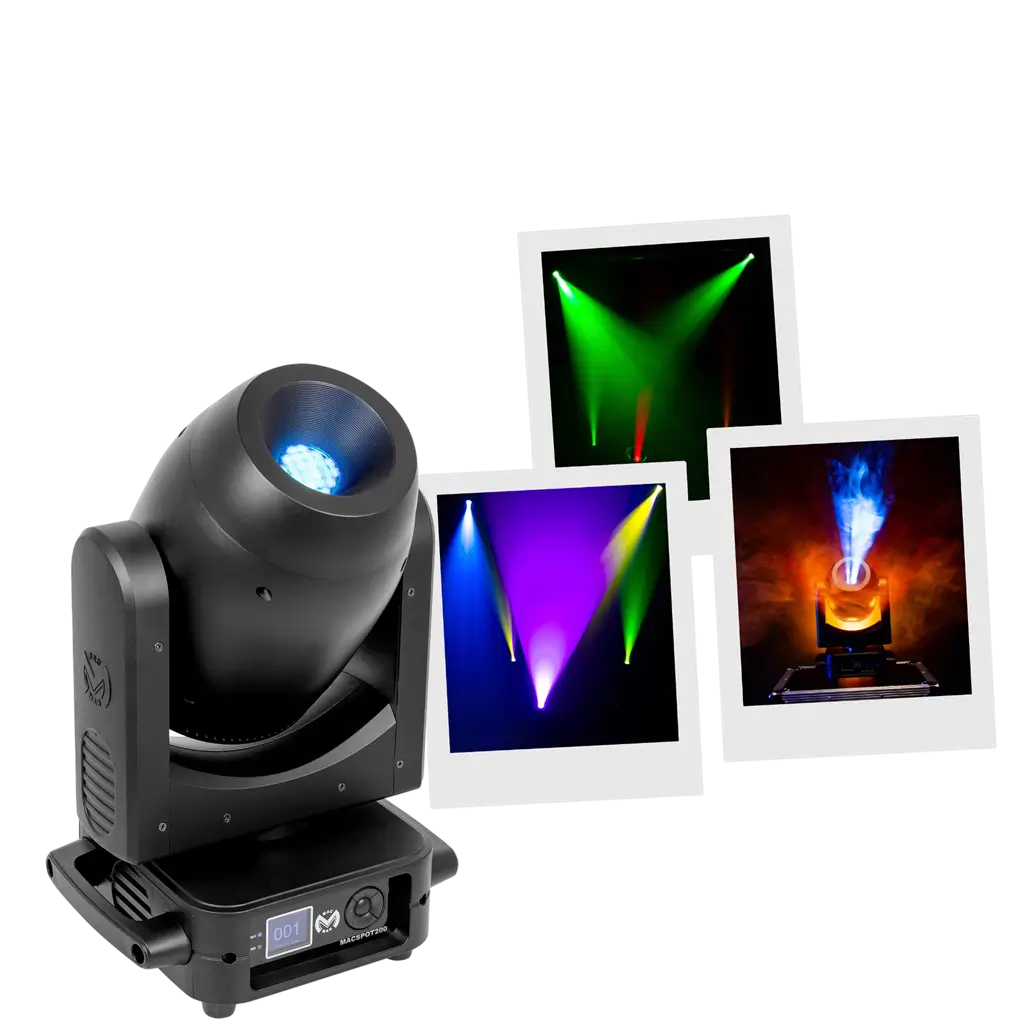 Lira Spot LED da 200 W con gobo, prisma a 6 facce e messa a fuoco motorizzata – Mac Mah