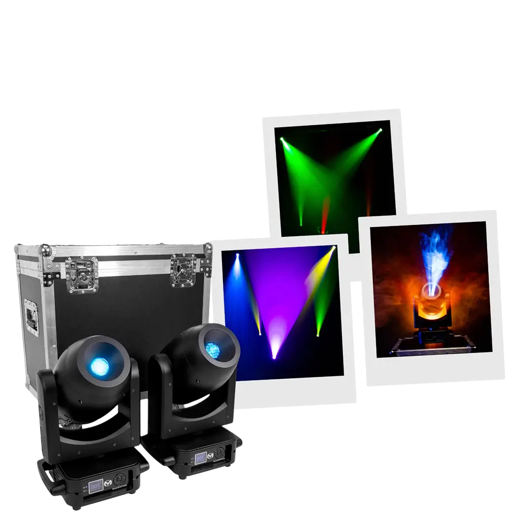 Confezione da 2 proiettori Spot LED da 200 W con flight case – Mac Mah
