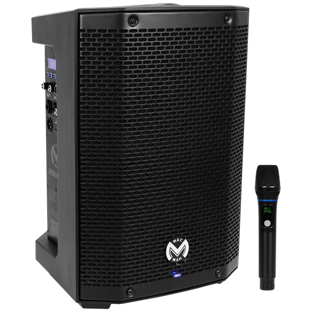 Altoparlante portatile amplificato da 150 W RMS, 8", alimentato a batteria, con microfono UHF – Mac Mah